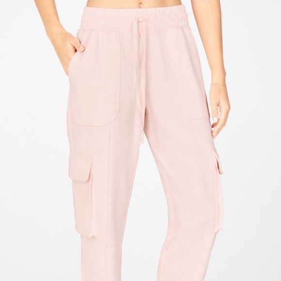 Fabletics Nyla Cargo Terry Sweatpants in Pretty Pink | S - Picture 2 of 6